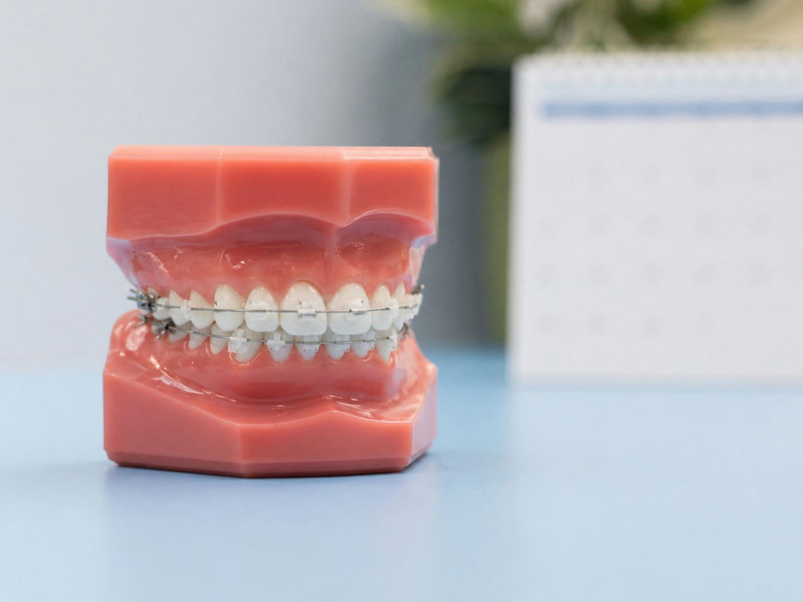 Model of teeth with braces